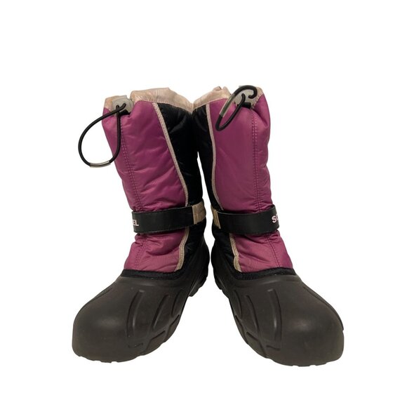 Sorel Flurry TP Pink Black Pull On Insulated Winter Snow Boots Women's Size  7 - Picture 3 of 10